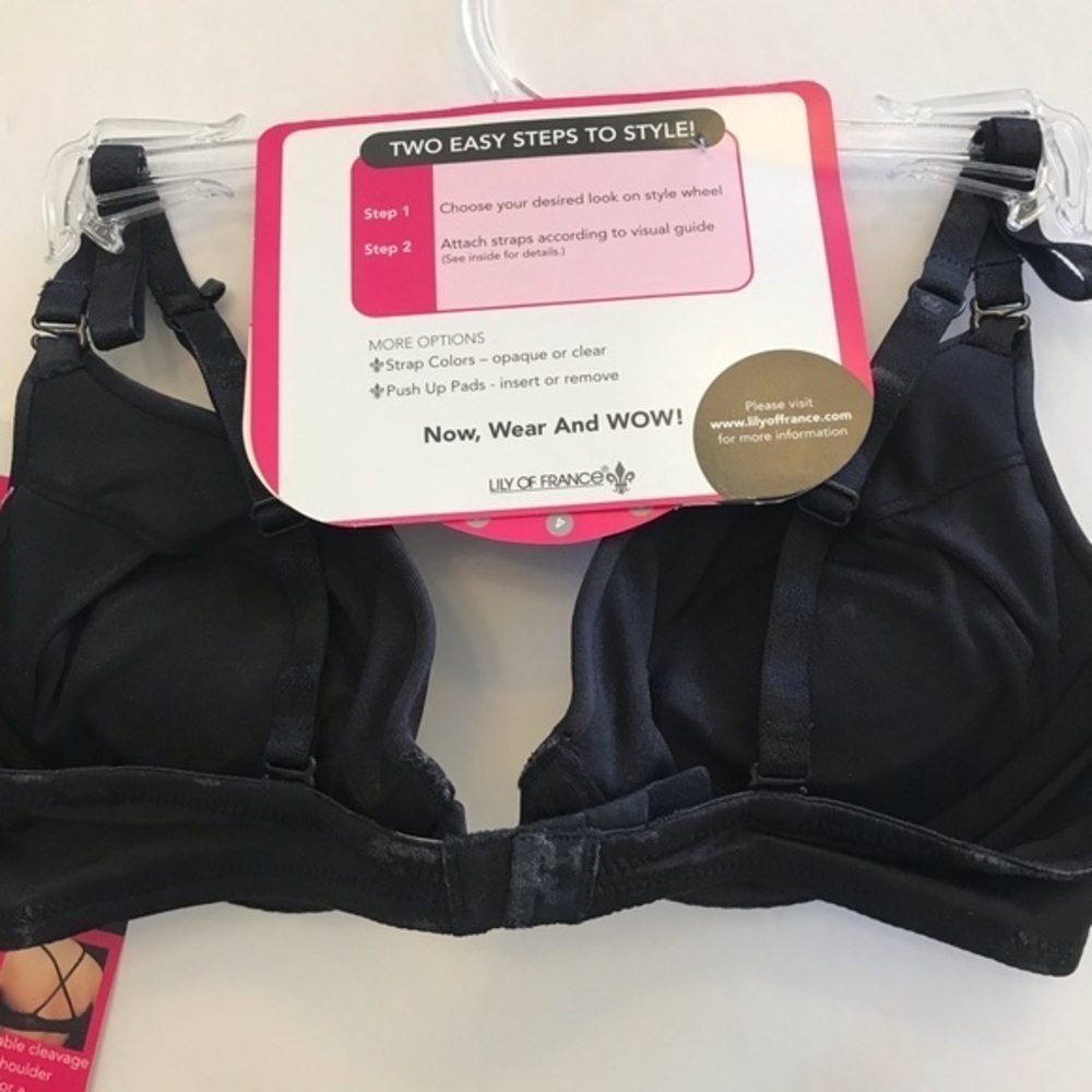 Lily of France Black Extreme Options (6ways) Padded Bra 34A - Picture 3 of 5